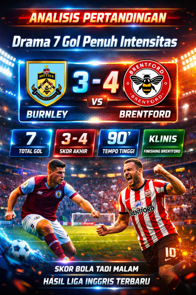 Drama 7 Gol Burnley vs Brentford Berakhir 3-4