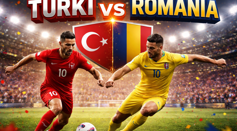 Pemain Turki dan Romania berebut bola kualifikasi Piala Dunia 2026