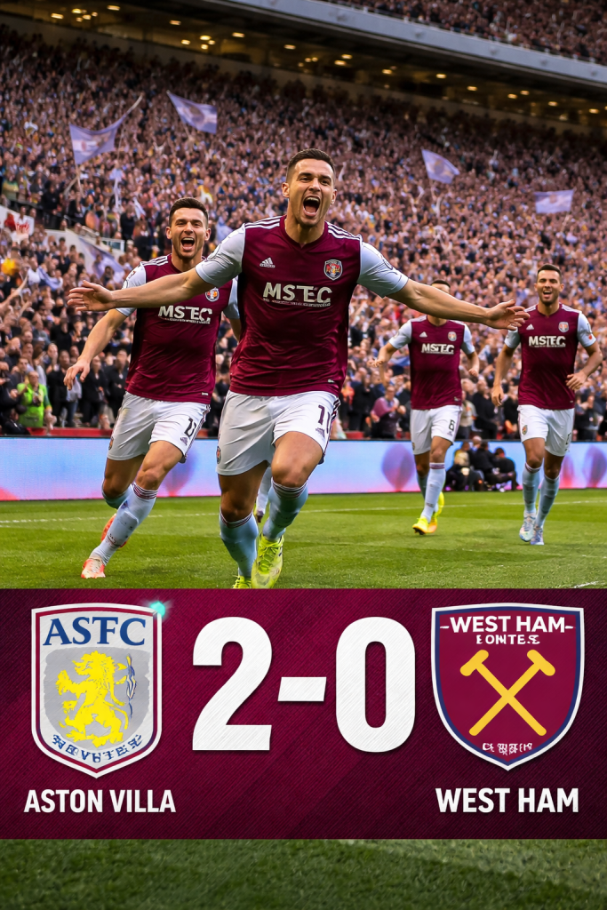 Hasil Pertandingan Aston Villa vs West Ham tadi malam
