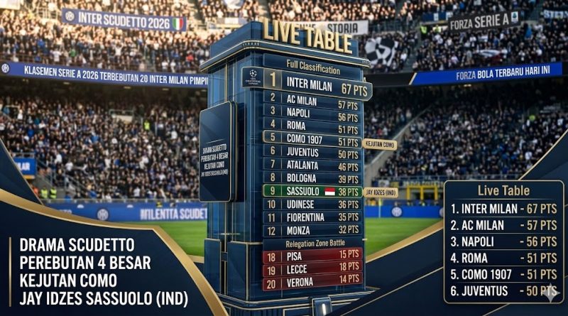 Infografis Klasemen Liga Italia 2026 Terbaru Maret