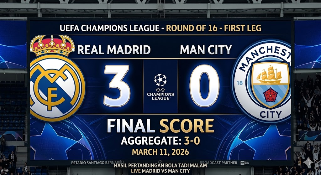 hasil pertandingan bola tadi malam madrid vs man city